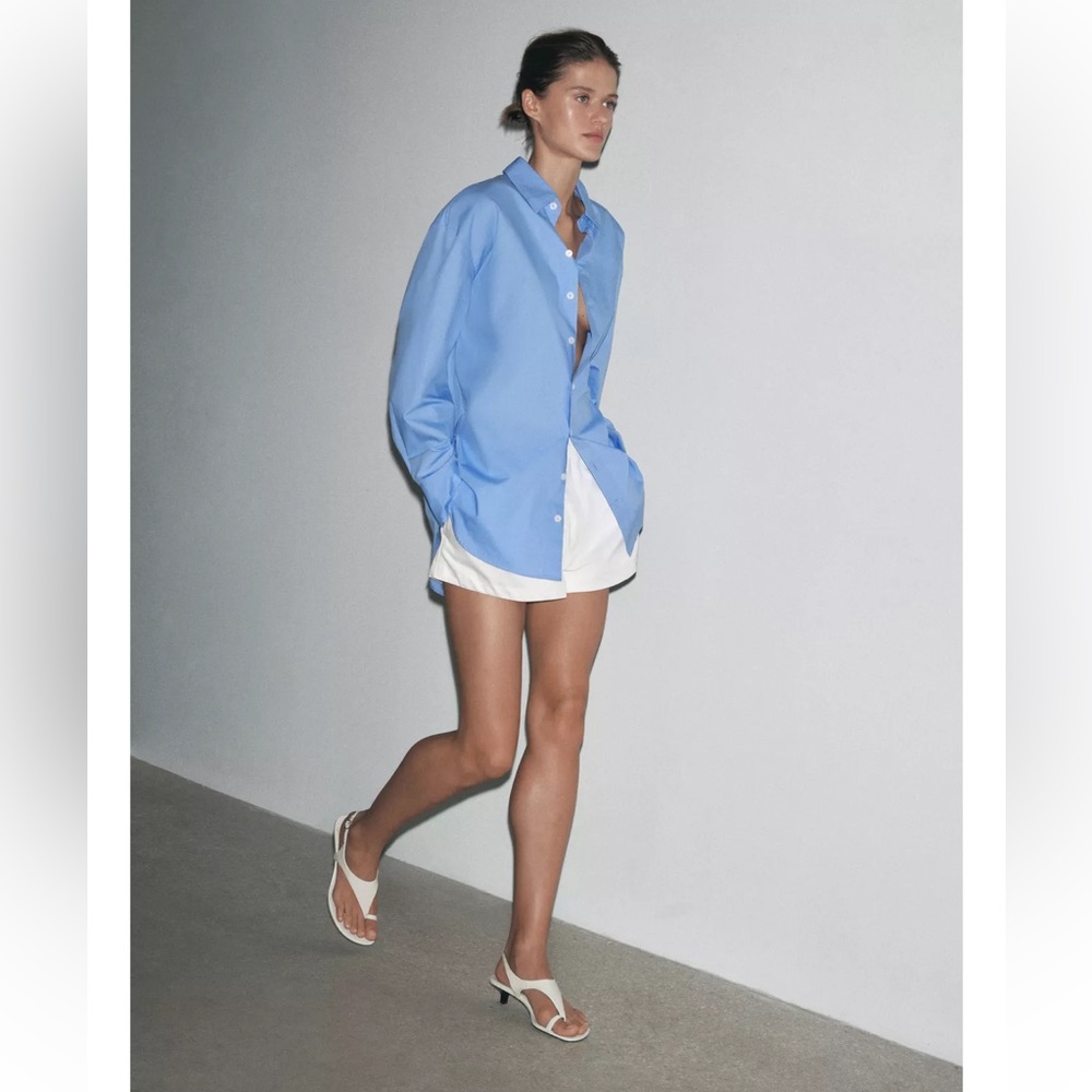 ZARA OVERSIZED POPLIN SHIRT ZW COLLECTION